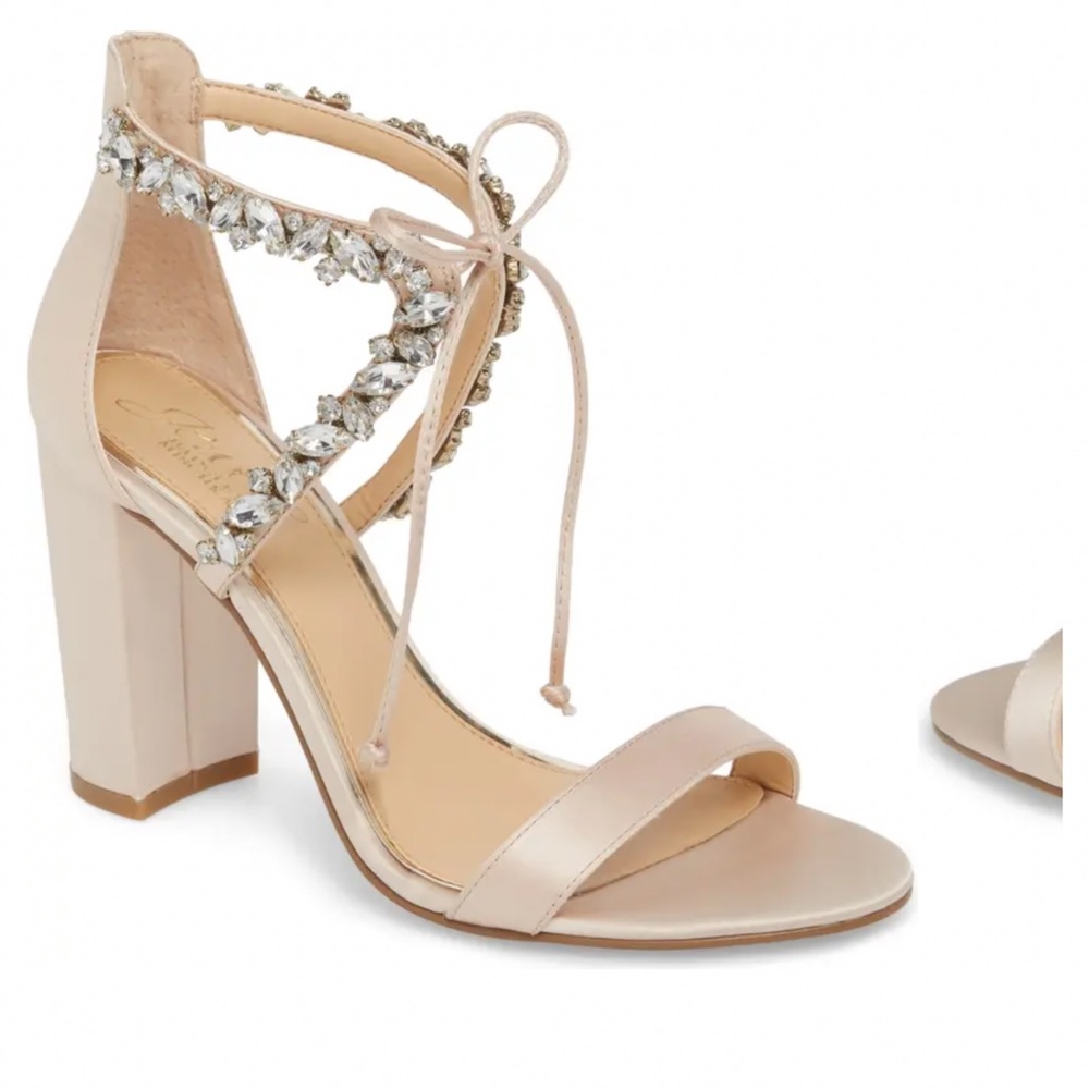 Never Worn Jewel Badgley Mischka Thamar Embellished Sandals/Heels, Size 8